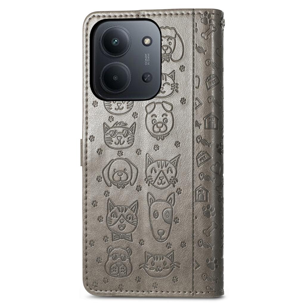 Pro Xiaomi Redmi 15C 4G (Globální) (171 mm)/Poco C85 4G (171 mm) Pouzdro Flip Wallet Kožené Pouzdro na Telefon s Roztomilým Vzorem Kočky a Psa