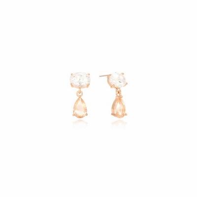 [Ost] Romantic Pink Waterdrop Rose Gold Earrings (Ote119801Qpp) _Is