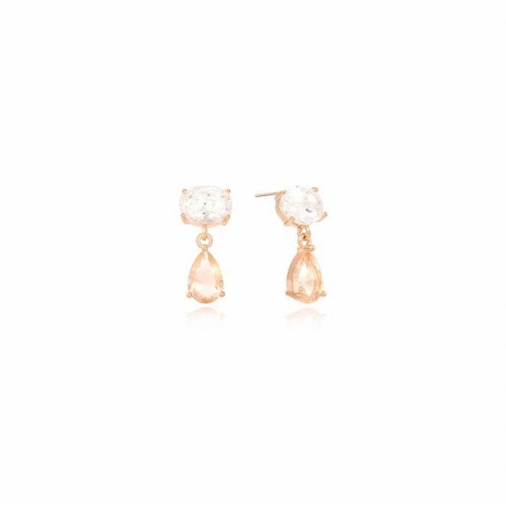 [Ost] Romantic Pink Waterdrop Rose Gold Earrings (Ote119801Qpp) _Is