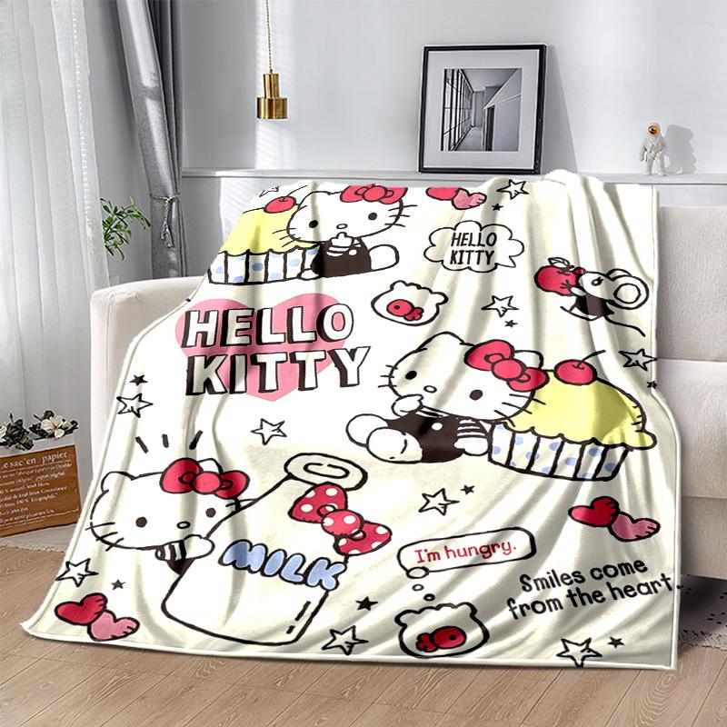 1pc Dessert Design Hello Kitty Blanket, Home Decor, Gift Idea, Suitable for All Seasons,Living Room, Travel, Camping, Car Blankets, Beach, Office Naps