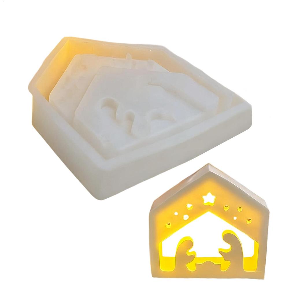 Nativity Set DIY Silicone Mold Christmas Ornament Decoration 3D Holy Religion Nativity Silicone Candle Mold Table Ornament Jesus