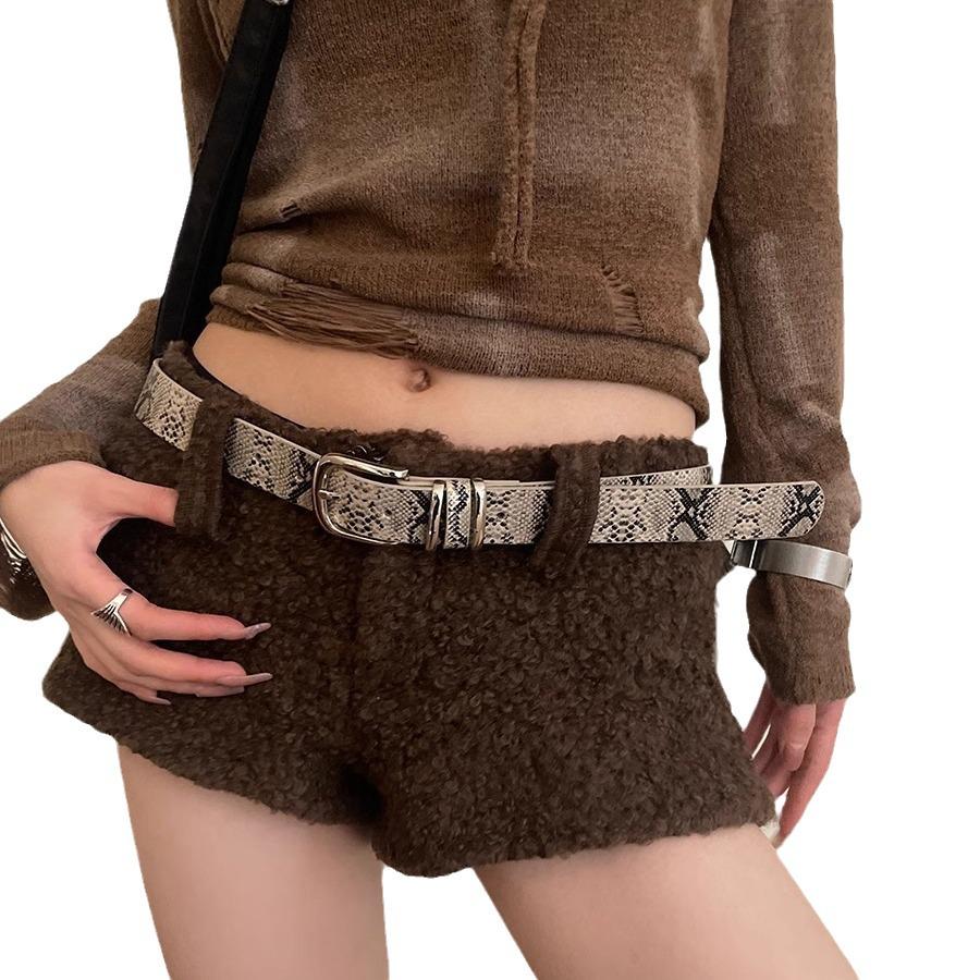Trendy Leopard Snakeskin Women's Belt: Chic, Thin, Versatile Leather Accessory for a Spicy American Style