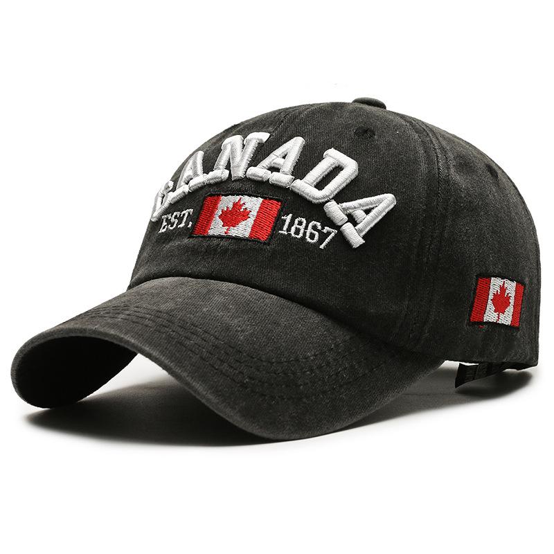 Casquette Vintage en Coton Lavé Unisexe Broderie Lettre CANADA de Haute Qualité Casquette de Baseball Homme et Femme Chapeaux de Sport d'Extérieur