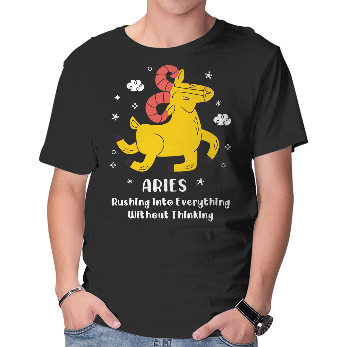 Unisex Crew Neck T-Shirt Rushing Into Everything Graphic Short Sleeve Casual Tee M