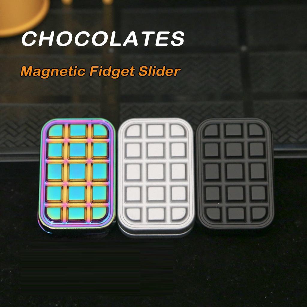 Fidget Slider Chocolate Shaped Magnetic Metal Fidget Toys EDC Adult Fidget Toys ADHD Anxiety Relief Toy Restless Toys