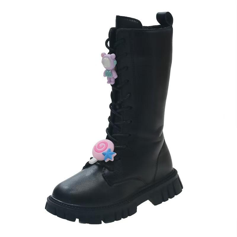 Girls' Leather Martin Boots: Cute Buckle High Boots for Autumn/Winter 2025