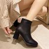 French White Thick Heel Small Short Boots Women's 2025 Autumn and Winter New Fashion High Heels Thin Boots Square Head Thin Boots