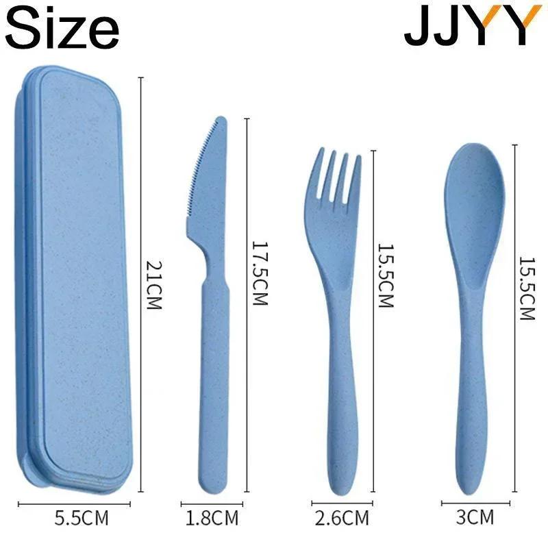 3Pcs Portable Knife Fork Spoon Cutlery Set With Box for Students Office Home Travel Kitchen Dining Tableware Set Easy to Carry