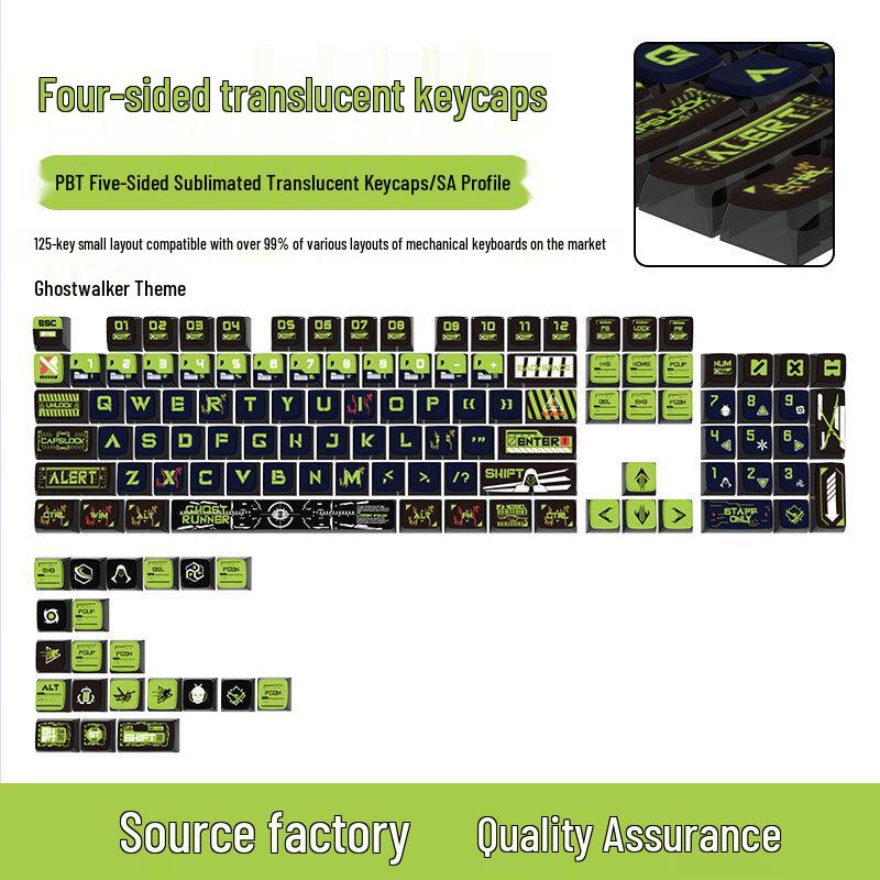 Four-Sided Translucent Color Keycaps for Customized Mechanical Keyboard