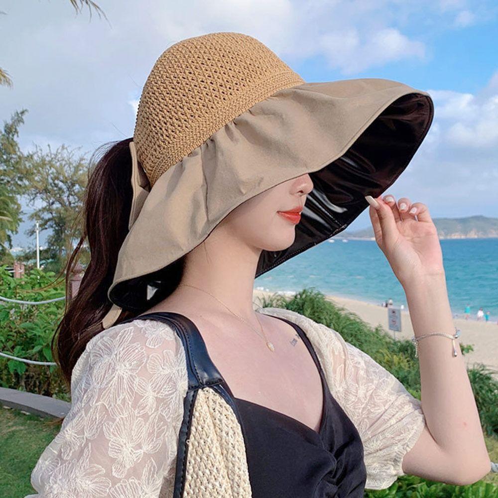 Wide Brim Sun Cap UV Protection Sunshade Hat Women Beach Cap