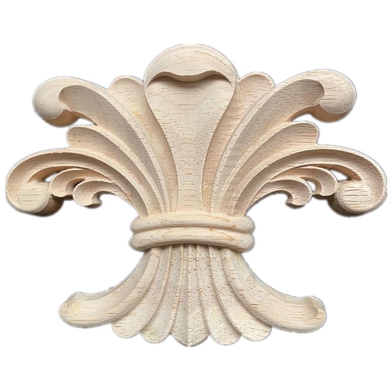 Europäische Massivholz-Schnitzerei-Applikation: Dekorative Blumen Schleife für Wände & Möbel