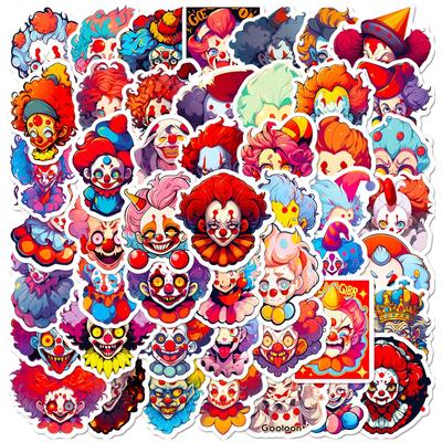 50 Funny Clown Stickers Circus Hip-hop Clown Doodle Stickers Cartoon Graffiti Suitcase Stickers