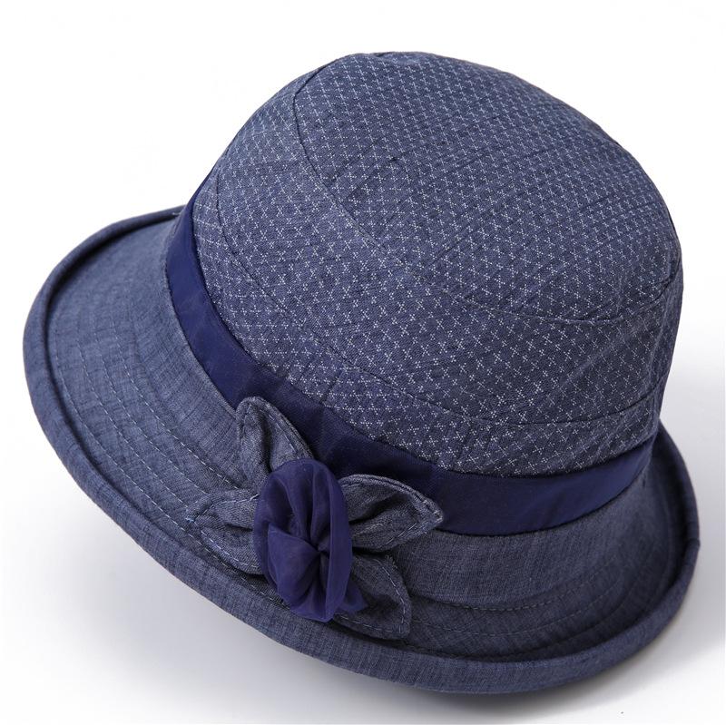 

Женская складная шляпа от солнца с бантом, дышащая хлопковая панама для весны и лета, рыбацкая кепка с защитой от ультрафиолета для пожилых людей M（56-58cm） синий