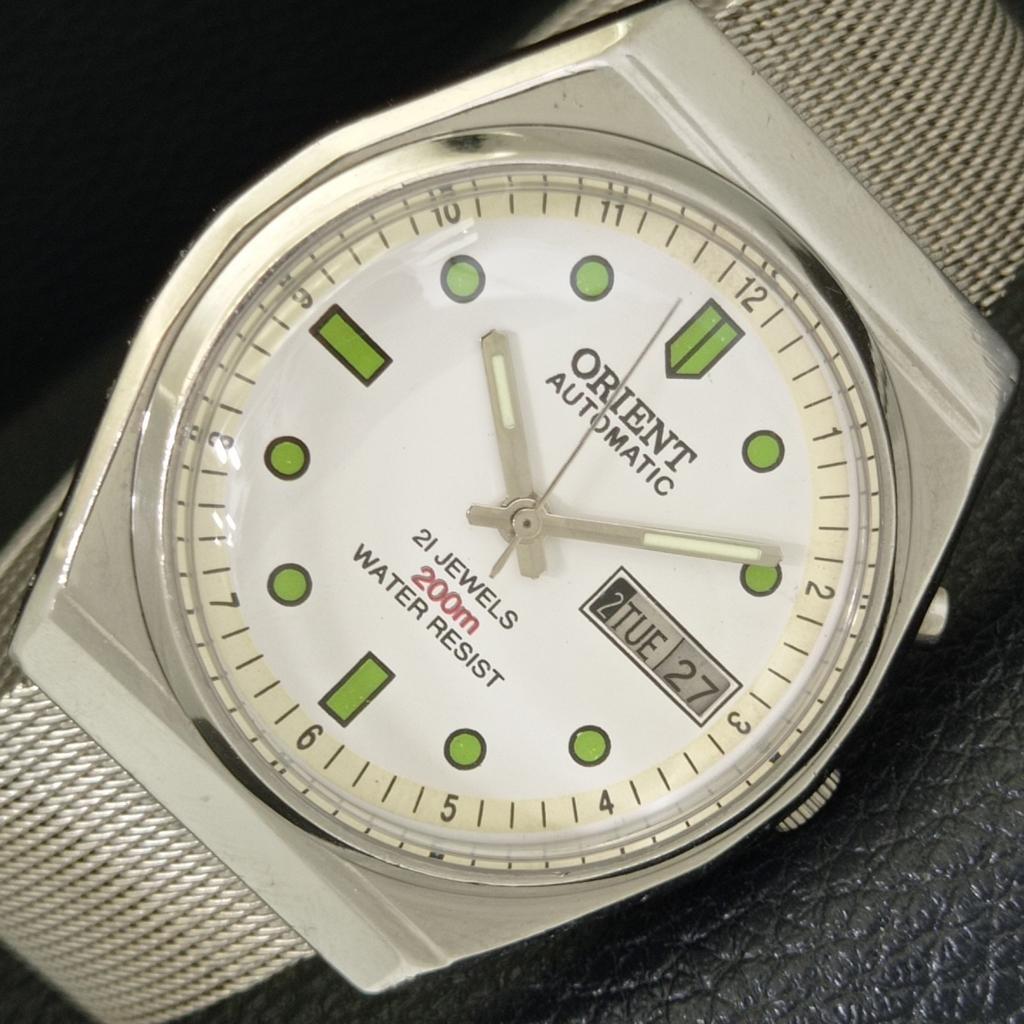 

VINTAGE ORIENT AUTOMATIC 48741 JAPAN MENS WHITE COLOR DIAL WATCH a700674-5 R204-a700674