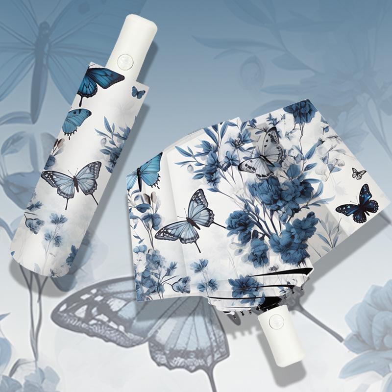 Automatic Folding UV Protection Umbrella with Black Glue for Sun and Rain Advertising.