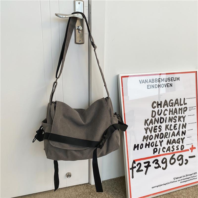 Canvas Messenger Bag Men's Large-capacity Simple Messenger Bag Casual Ins Student Clothing Book Shoulder Bag Boys Satchel