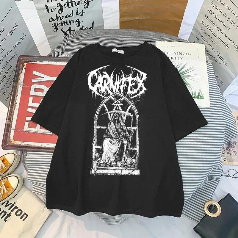 T Shirt Skull Print Gothic Streetwear Summer Loose Men Women T-shirt Punk Dark Grunge Top Harajuku Y2k Clothing