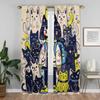 Cute Girl With Cats Modern Living Room Curtains for Camera Shades Window Curtain Halloween Decoration Curtains 2 Pieces Kitchen