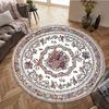Bedruckter runder Teppich aus Flanell mit Vintage-Blumendesign für die Heimdekoration Weiche Bodenmatte Klassischer Stil Elegantes Interieur