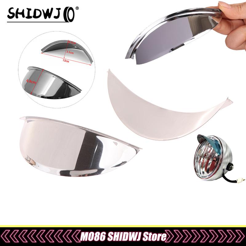 Universal Chrome Metal Scooter Headlight Rainproof Cover 5.75"/7"For Cafe Racer Motorcycle Front Lamp Visor