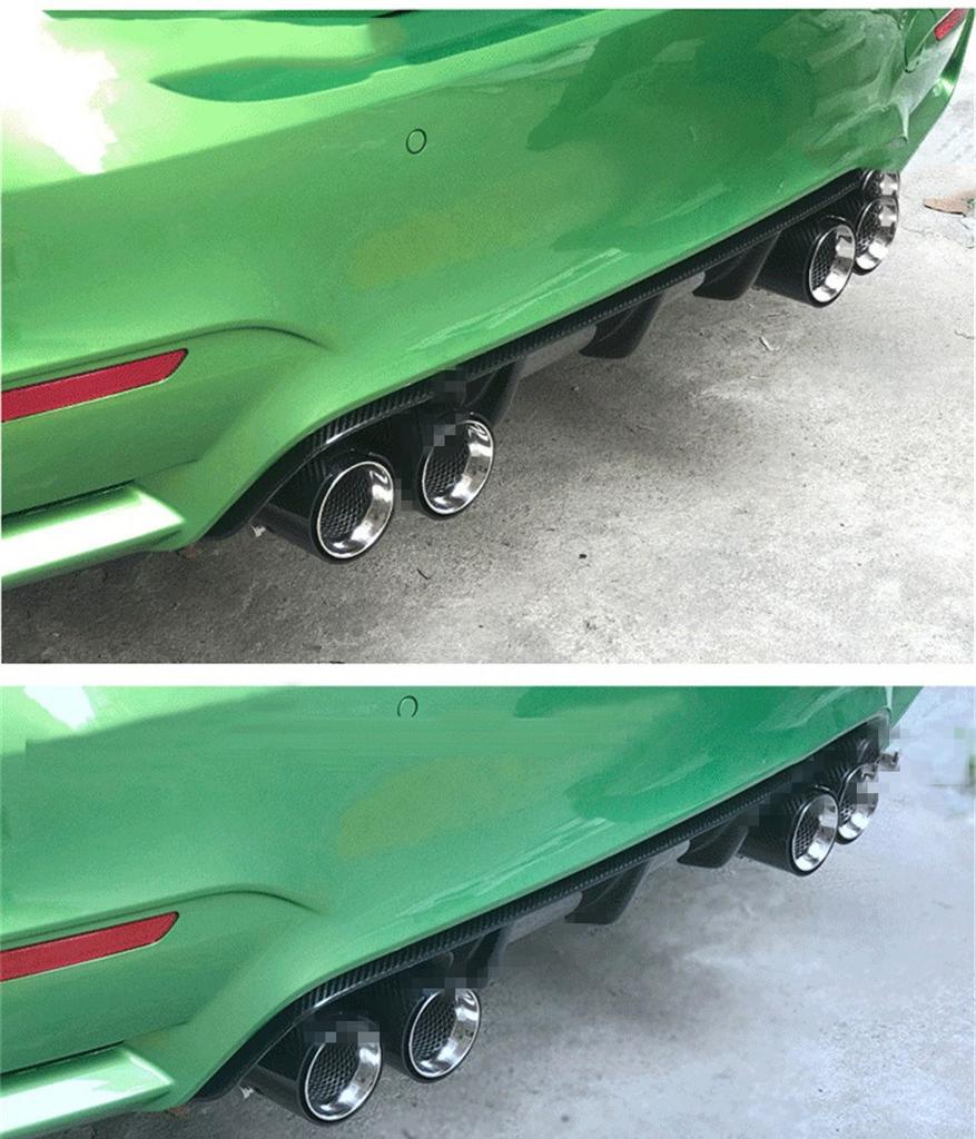 4Pcs Universal Glossy Black 100% Real Carbon Fiber Car Exhaust End Tips for BMW 2.5'' in, 3.2'' out With Logo