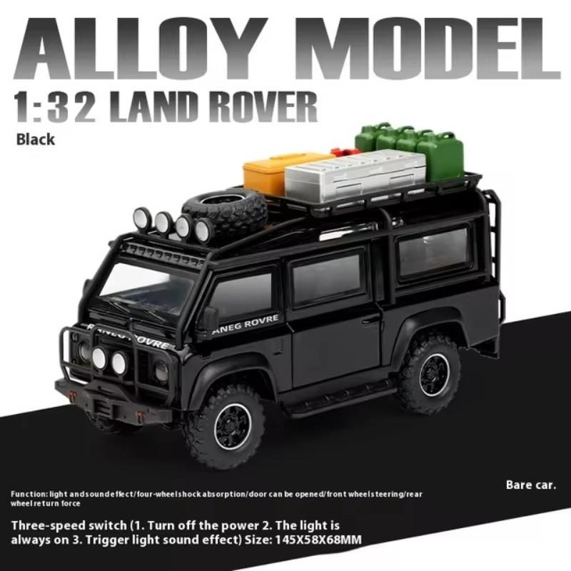 1/32 Land Range Rover Defender Van din aliaj de mașină de camping, model de jucărie din metal, vehicule de teren, model de mașină, lumină sonoră, cadouri pentru copii