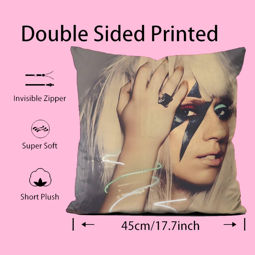L-Lady SINGER G-gaga Pillow Case Pattern Printing Pillowcase Living Room Sofa Cushion Cover Bedroom Room Decor