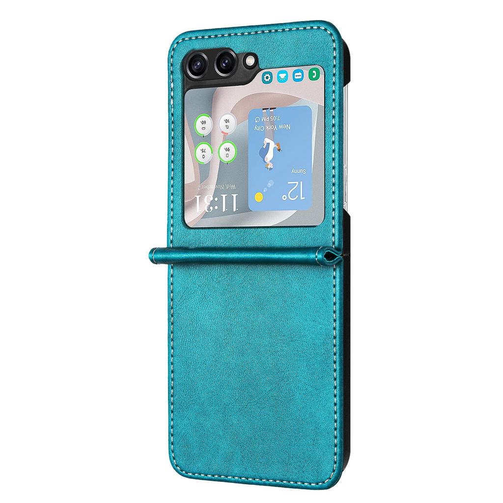 For Samsung Galaxy Z Flip7 FE 5G/Z Flip6 5G/Z Flip5 5G Case PU Leather Hard PC Phone Cover Calf Texture