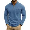 Men's Fashion Solid Color Retro Casual Washed Outdated Quarter Zipper Pocket Long Sleeve T-shirt Top