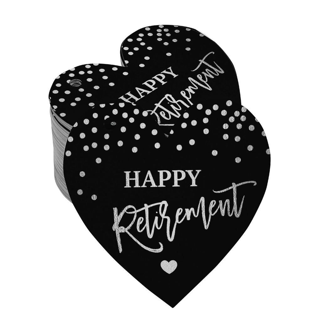 Inkdotpot Silver Foil Paper Hang Tag Happy Retirement Favor Tag 100 Pieces