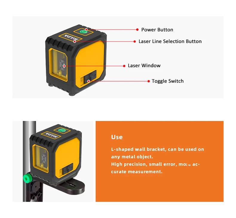 Compact High-Precision 2-Line Green Laser Level with Ultra-Bright Infrared Projection