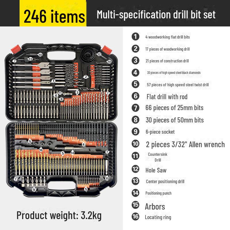 Woodworking Concrete Alloy Twist Drill Bit Set for Hand Drills - Multi-functional Batch Head Set