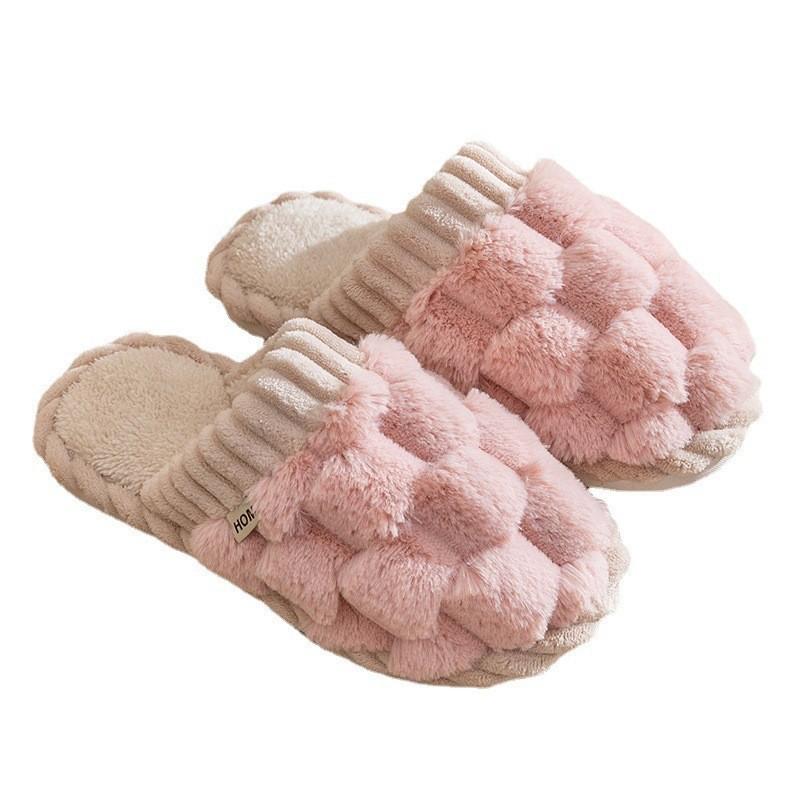 Mao Mao Cotton Slippers Women's Autumn and Winter Indoor Home Warmth Non-slip Plush Floor Slippers Men