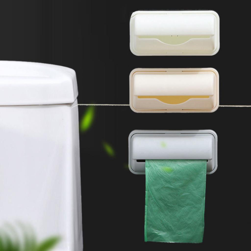 Wall Mounted Trash Bag Holder Plastic Drill Free Garbage Bag Dispenser for Home Kitchen White