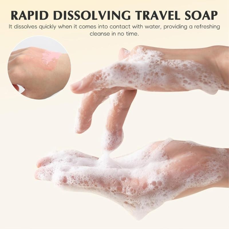 One-Sheet Hand Washing Set with 3 Travel Carriers, Soap Sheets for School, Office Commutes, Public Restrooms, Camping, and Vacations