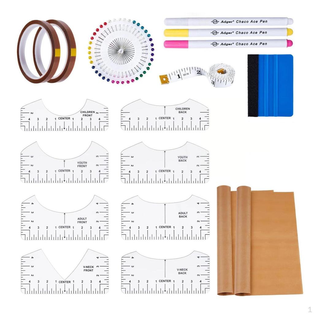 8 Pezzi Righello Guida per Magliette per Allineamento Vinile Stampa Serigrafica Pressa a Caldo
