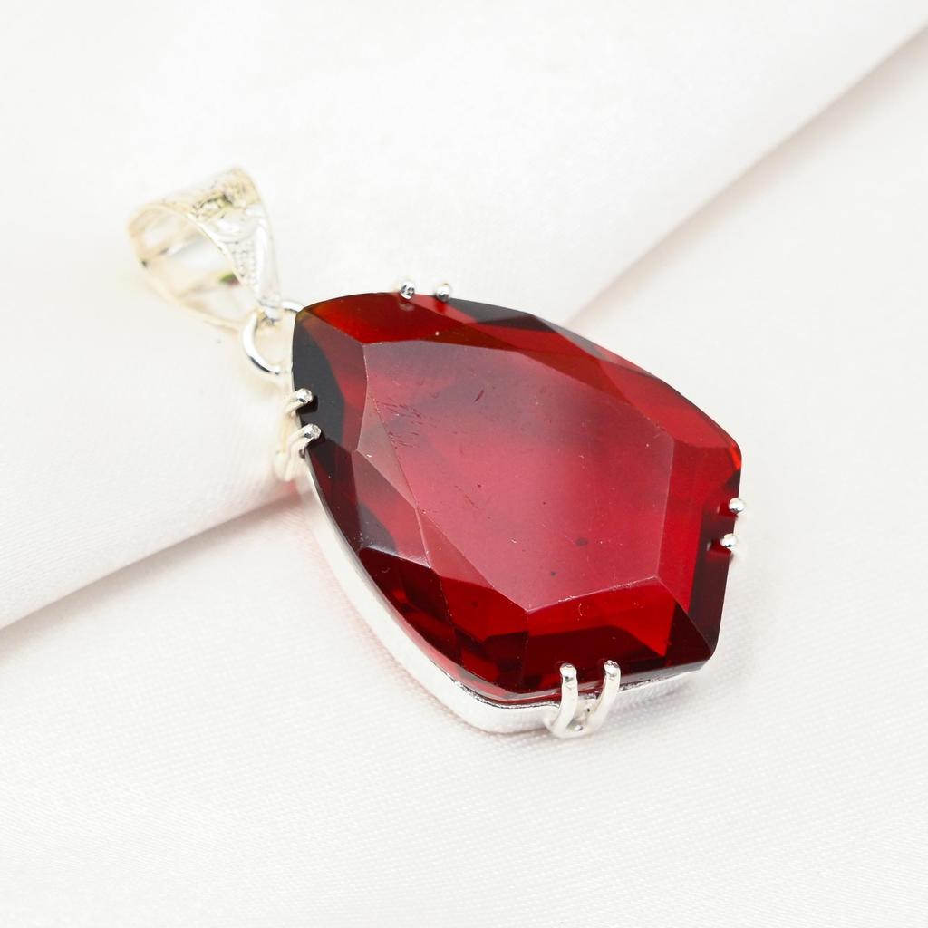 Red Garnet Jewelry, 925 Solid Sterling Silver Pendant, Handmade Gemstone Jewelry Pendant For Memorial Day