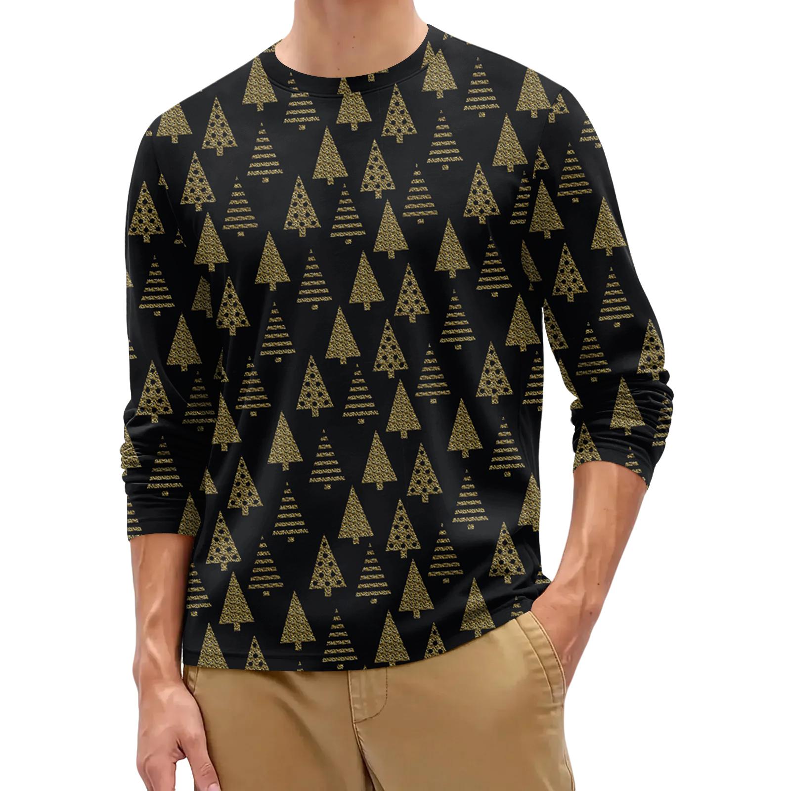 

Мужская модная рубашка с круглым вырезом и длинным рукавом XXXXL золотой