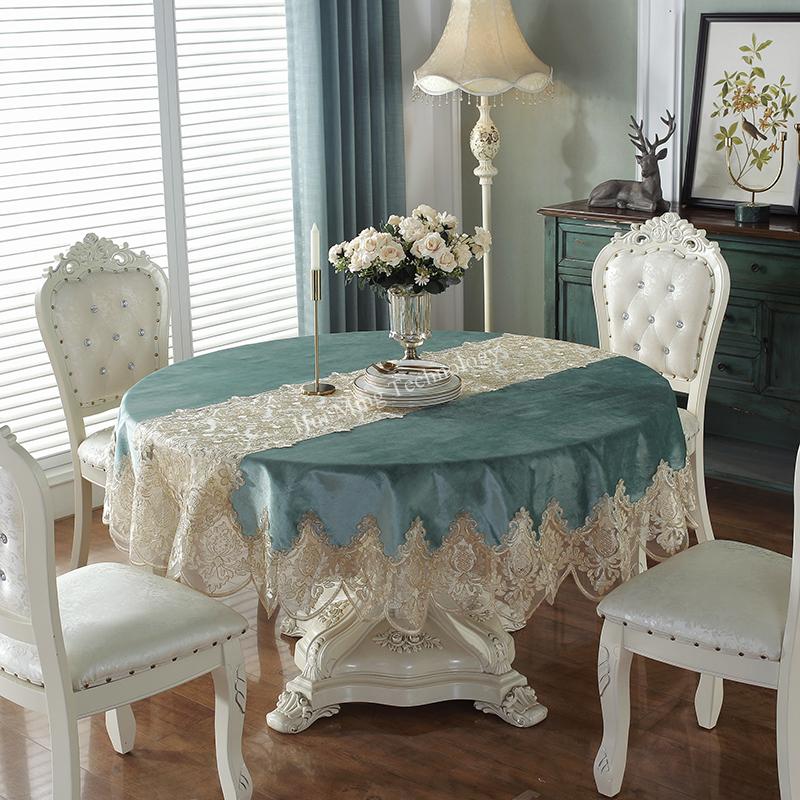 Tablecloth Blue Europe Luxury Embroidered Table Dining Table Cover Table Cloth Flower Lace Tv Cabinet Bedside Dust Cover