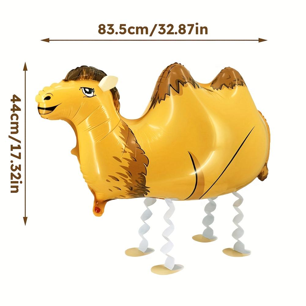 1Pcs Walking Camel Balloon, Novelty Standing Aluminum Foil Balloons with Rope, Desert Theme Party the Middle East Decor Gifts 1pcs