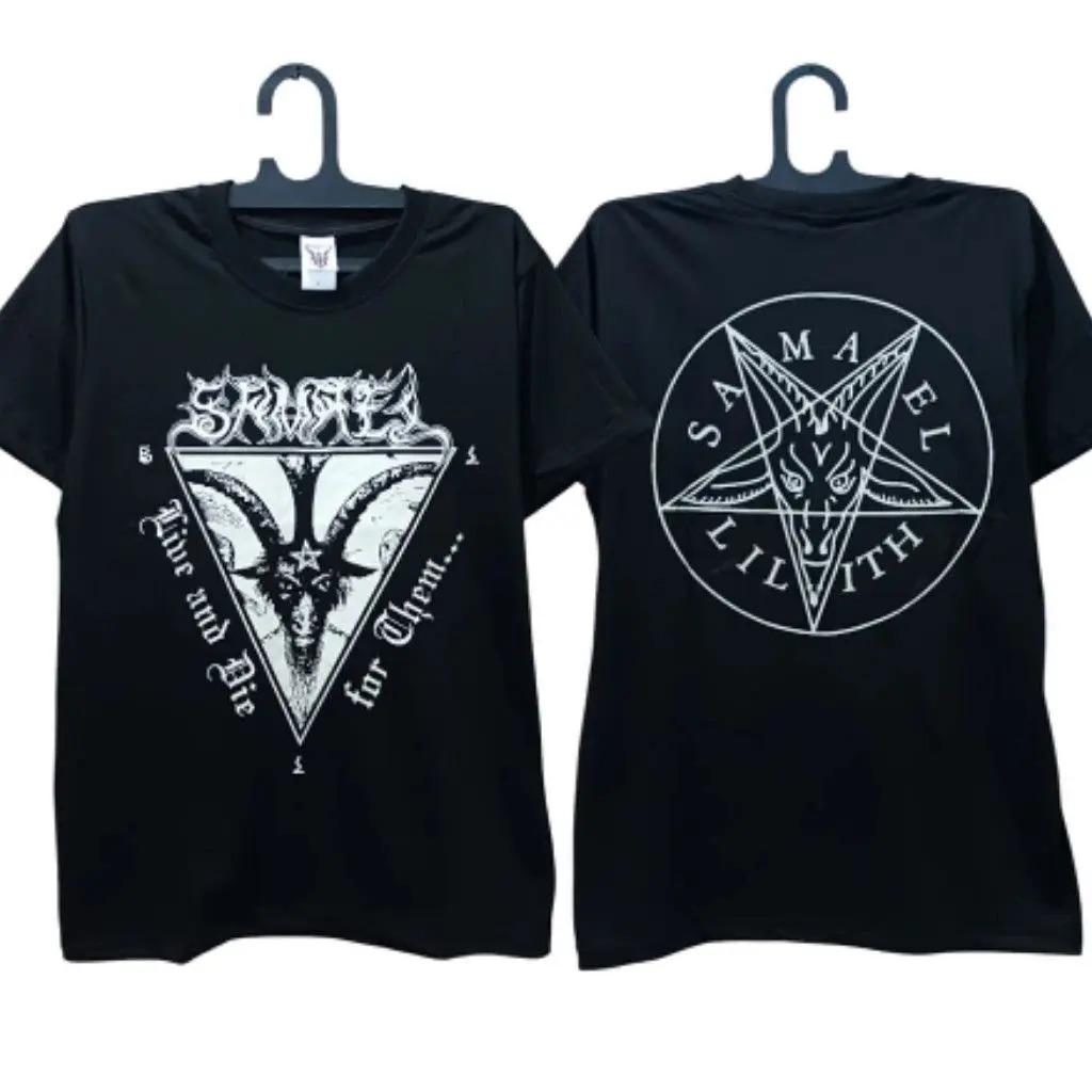 Gothic Punk Rock Tops GORGORTH Black Metal T-shirt Cotton Short Sleeves Print Casual Loose Streetwear Vintage T Shirts Unisex