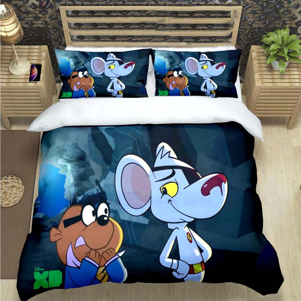 Popular Cartoon D-Danger Mouse Print Bedding Sets Bed Supplie Set  Comforter Set  Teens Girls Twin Single Kid Gift
