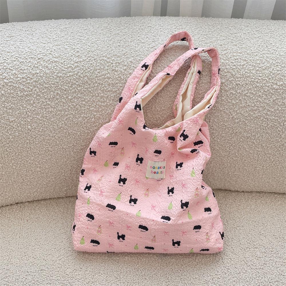 Cute Cartoon Bear Embossed Shoulder Bag For Students Stylish Versatile Tote Bag