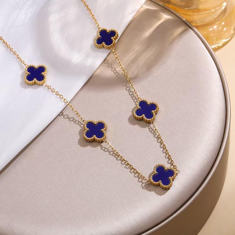 

13mm Titanium Steel Four-Leaf Clover Double-Sided Mother-of-Pearl Necklace 18K Gold Plated Non-Fading Lightweight Luxury Clavicle Chain 18k