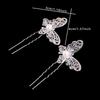 4 Pcs Bridal Butterfly Pearl Hair Fork Jewelry Golden Silver Red White Wedding Dress Costume Headdress U-shaped Accessories
