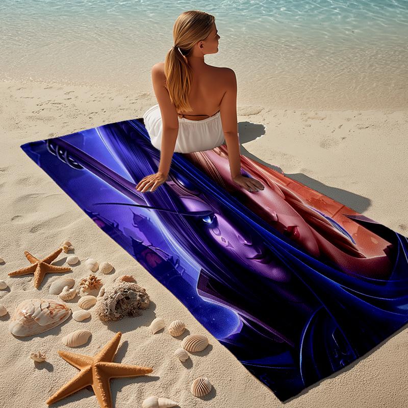 proof beach towel with a World of Warcraft characters5 pattern - soft,absorbent,quick-drying,machine washable - perfect for swimming,camping,bathing