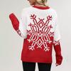 Women's Fashionable Round Neck Long Sleeved Christmas Snowflake Sweater Casual Pullover Knitted Sweater Top