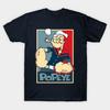Men Black Print T-shirt Popeye No-Cut Transfer Paper Print Cotton Tshirt