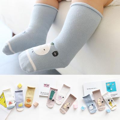 3 Pair Infant Toddler Baby Boy Girl Cartoon Animals Anti-Slip Knitted Warm Socks