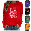 Damenmode Lässig Print Rundhals Langarm Sweatshirt Locker Sportlicher Pullover